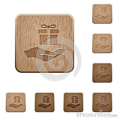 Gifting wooden buttons Stock Photo