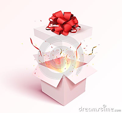 Open gift box with confetti Vector Illustration