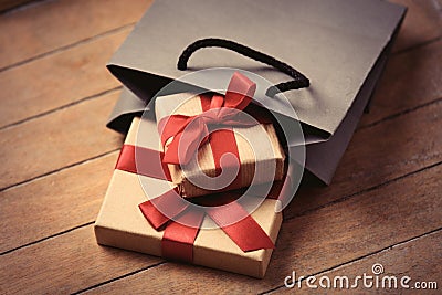 Gifts and bag Stock Photo