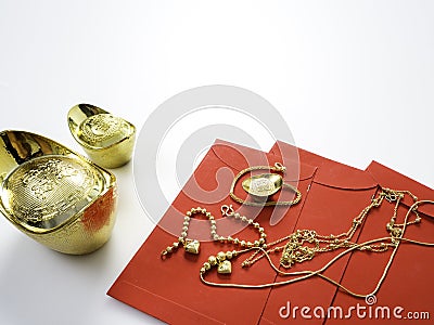 Gifts in Chinese New Year, Gold Stock Photo
