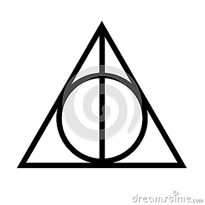 gifts of death from the trilogy . Deathly Hallows, a symbol from the Harry Potter book. Vector Illustration