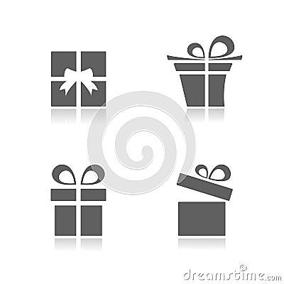 Gifts icons set with reflection Vector Illustration