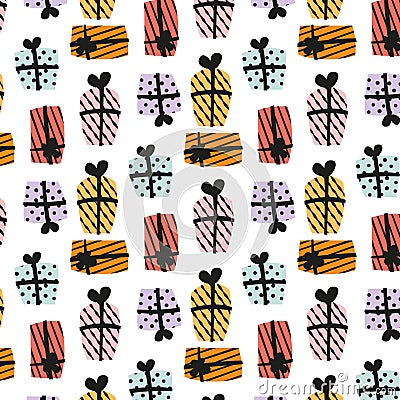 Gifts pattern on a transparent background Vector Illustration