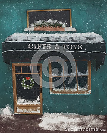 Gifts and toys shop illustration Stock Photo