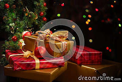 Gifts under the Christmas tree Stock Photo