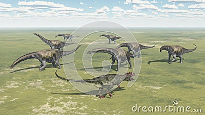 Giganotosaurus and Argentinosaurus Cartoon Illustration