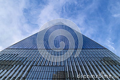 Gigantic glass skyscraper from below, New York Stock Photo