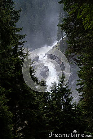 Gigantic masses of water at the Krimml Waterfalls Stock Photo