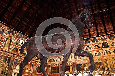 Donatellos Huge Wooden Trojan Horse in the Palazzo de Ragone in Padua Italy Editorial Stock Photo