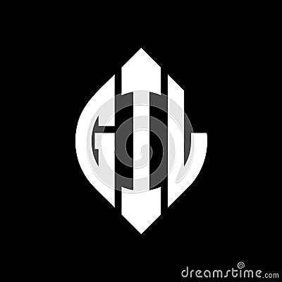 GIL circle letter logo design with circle and ellipse shape. GIL ellipse letters with typographic style. The three initials form a Vector Illustration
