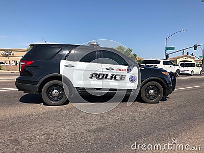 Gilbert Arizona Police SUV On The Road. Editorial Stock Photo