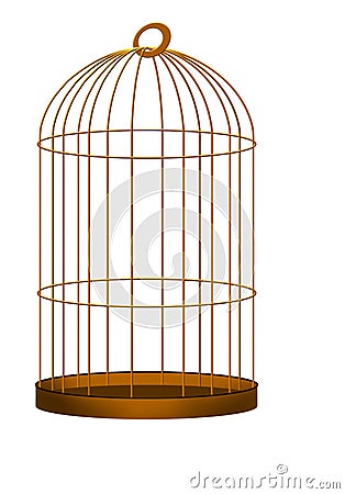 Gilded cage illustration over white Stock Photo