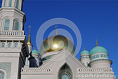 Gilded dome and crescent moon Muslim mosque Stock Photo