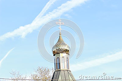 Gilded dome and cross Stock Photo