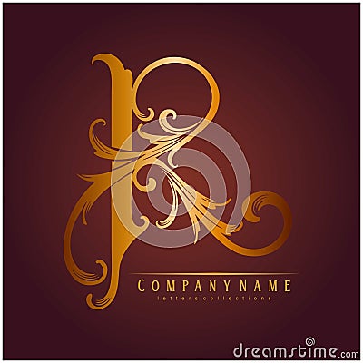 Gilded elegance luxury R letter monogram logo Vector Illustration