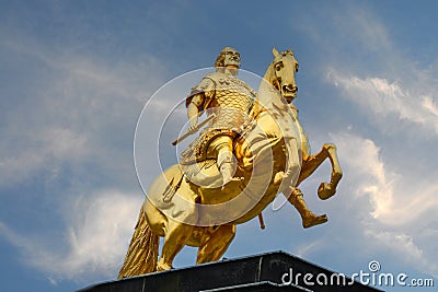 Statue der goldene Reiter, the golden rider, of king Augustus in Dresden Stock Photo