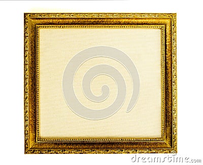 Gilded frame with empty canvas Stock Photo