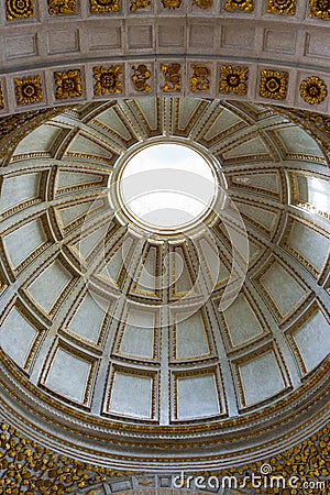 The gilded, ornate dome of the Catholic Church of the Virgin Mary in Nazare Stock Photo