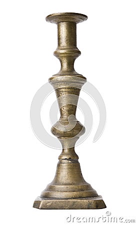 Gilded silver retro candlestick isolated on white background Stock Photo