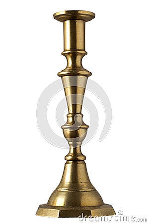 Gilded silver retro candlestick isolated on white background. Stock Photo