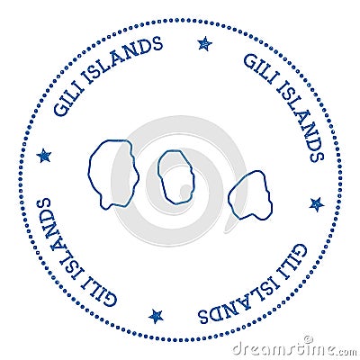 Gili Islands map sticker. Vector Illustration