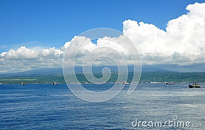 Gilimanuk harbour in west area of Bali, with the activities of the ferry Editorial Stock Photo