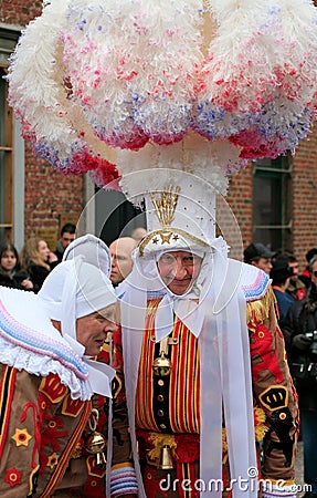 'Gilles' with ostrich feathers hat, Binche Carnival, Belgium Editorial Stock Photo