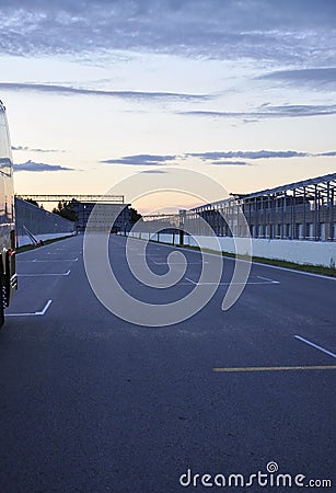 Gilles Villeneuve Track of Isle Notre Dame at dawn from Montreal in Canada Editorial Stock Photo