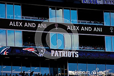 Gillette Stadium Sponsor Boards, Foxboro, MA Editorial Stock Photo