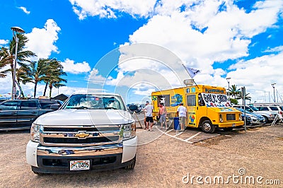 Gilligan's Beach Shack food truck in Waikiki, Hawaii Editorial Stock Photo