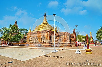 The gilt stupa of Alo-daw Pyi Pagoda, Bagan, Myanmar Editorial Stock Photo