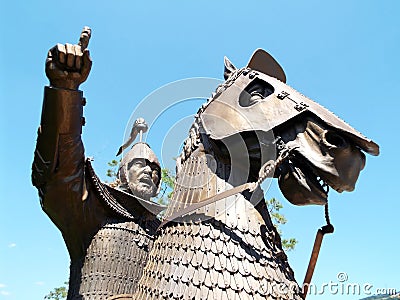 Detail of an armored cavalry warrior from the time of the Geumgwan Gaya kingdom 43 - 532 Editorial Stock Photo