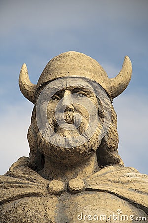 Gimli Manitoba viking statue headshot Stock Photo