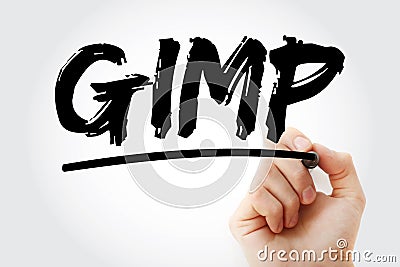 GIMP - Gnu Image Manipulation Program acronym with marker, concept background Stock Photo