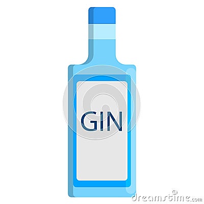 Gin bottle alcoholic beverage flat icon Vector Illustration