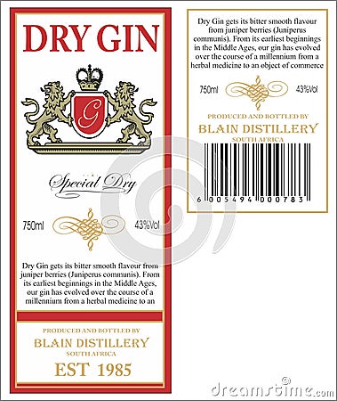 Gin Label Stock Photo