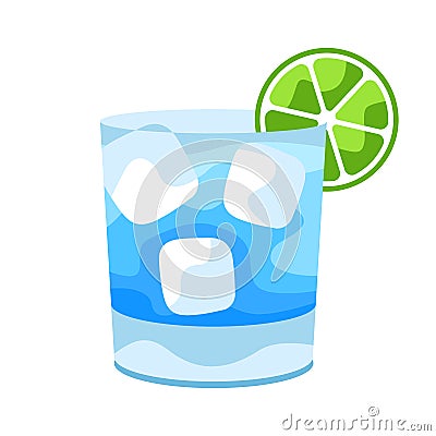 Gin and Tonic cocktail illustration. Vector Illustration