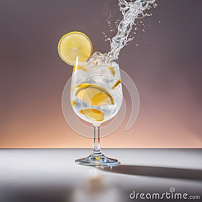 Gin and Tonic cocktail, mixed alcoholic drink served in glass Stock Photo