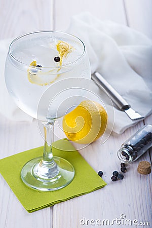 Gin and tonic on a highball glass Stock Photo