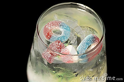 Gin and Tonic with jelly beans Stock Photo