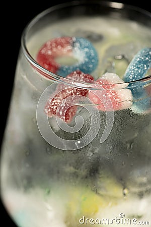 Gin and Tonic with jelly beans Stock Photo