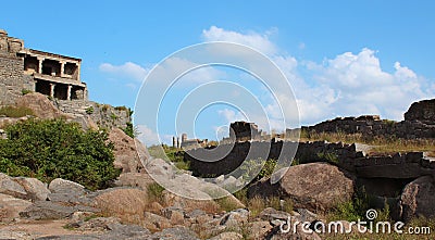 Gingee Fort hill with ruines Stock Photo