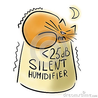 Ginger cat and silent humidifier Stock Photo