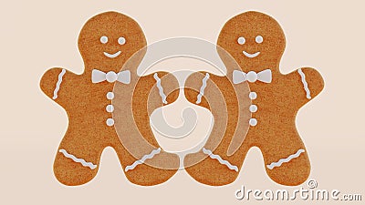 Ginger coockies on white background, Christmas gingerbread coockies Stock Photo