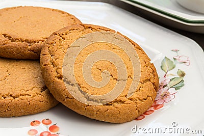 Ginger Cookies With a Cup of Tea Stock Photo