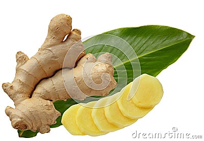 Ginger and Leaf Stock Photo