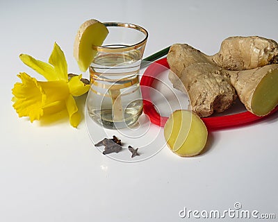 Ginger root contains many vitamins Stock Photo
