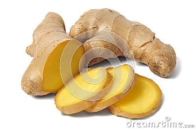 Ginger root on white Stock Photo