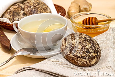 Ginger tea and gingerbread cookies Stock Photo