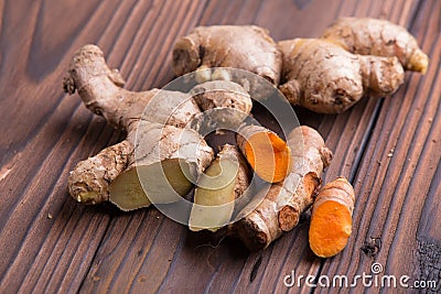 Ginger and turmeric roots Stock Photo